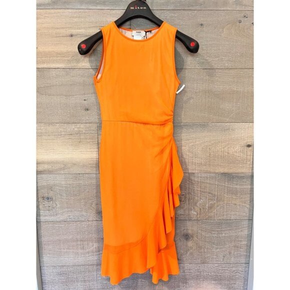 NWOT Fuzzi Ruffle Mesh Dress in Minio Size S - Picture 3 of 8